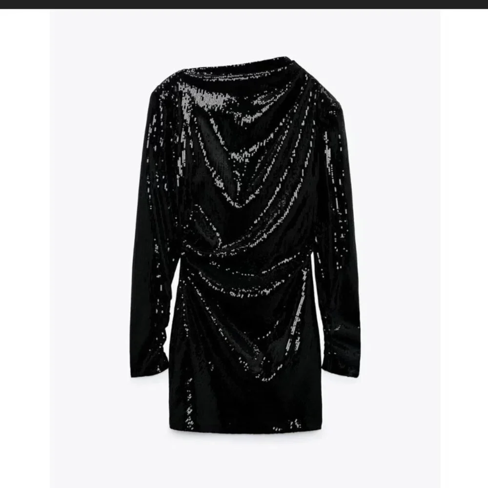 Zara Black Sequin Party Dress - Picture 3 of 16